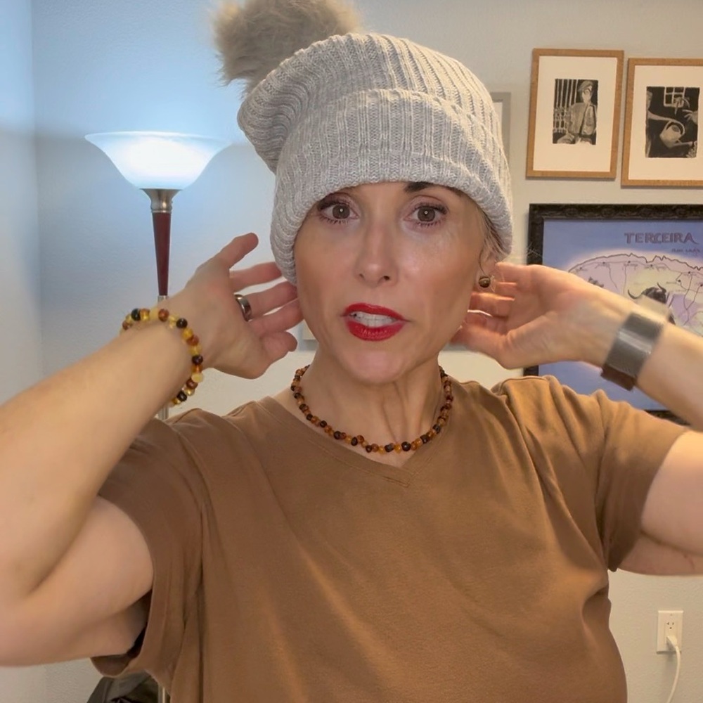 BRAND NEW | Hat Attack Gray Ribbed Knit Beanie | Faux Fur Pom Pom Winter Hat